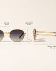 Vintage Frames Pac Double Rope Edition 18KT Two-Tone Gold – Gray – YELLOW / WHITE GOLD / GRAY - Measurements