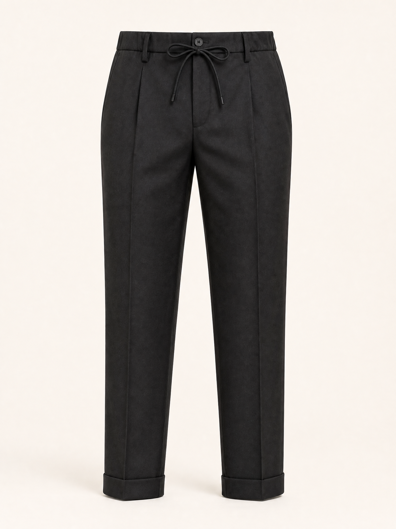 Briglia Isolas Drawstring Dress Pant – BLACK - Ghost Mannequin Front