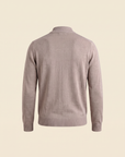 FERRANTE ESSENTIAL GARMENT-DYED MERINO MOCK NECK – LIGHT WARM TAUPE - Ghost Mannequin Back