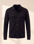 Gran Sasso Milano-Rib Shirt Jacket — Black - BLACK - Ghost Mannequin Front
