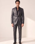 CHARCOAL JACQUARD PEAK LAPEL TUXEDO - GABRIELE PASINI – CHARCOAL - Full Front Model