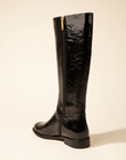 L’AGENCE Cortland Boot – BLACK CRINKLE PATENT - Rear Heel