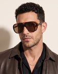 Vintage Frames Lebowski Black & Brown Acetate – Brown – BLACK / BROWN / BROWN - Grafic model portrait