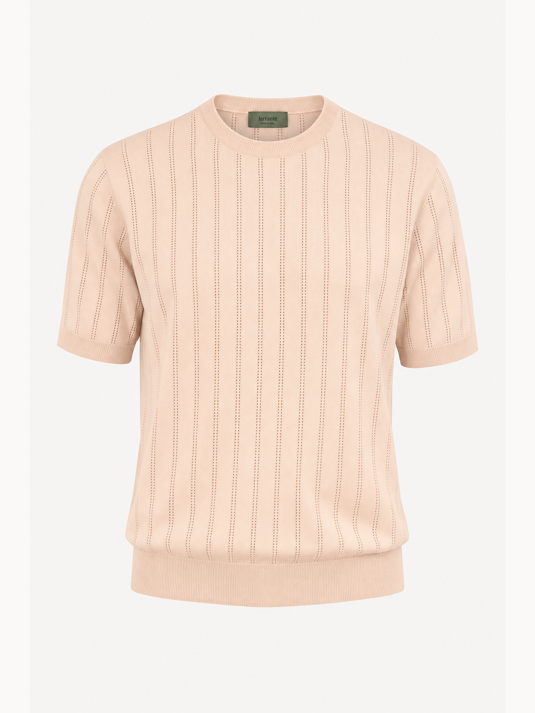 Ferrante Pima Cotton Perforated T-Shirt – Pink - Ghost Mannequin Front