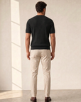 Gran Sasso Cotton Linen Brick T-Shirt – BLACK - Full Back Model