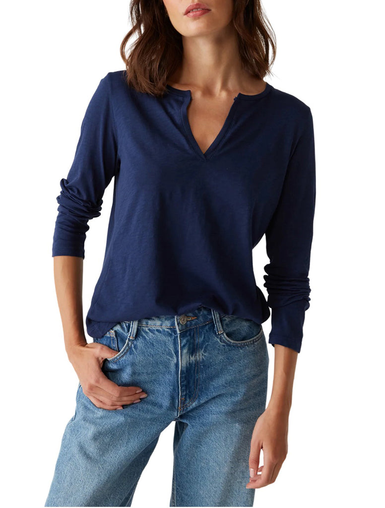 Halie Rib Mixed Top - Michael Stars