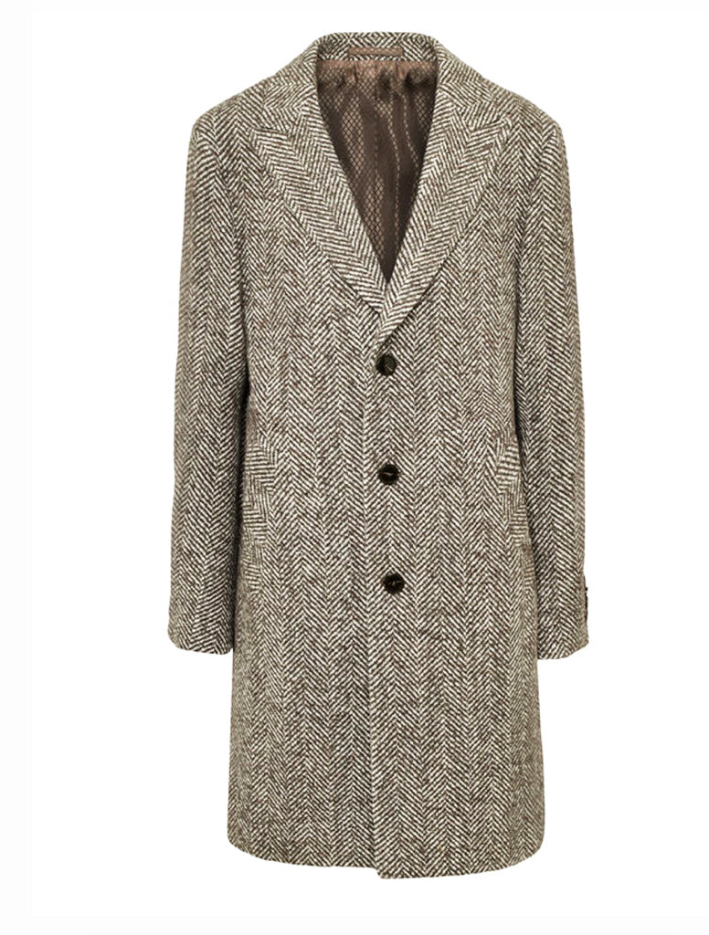 HERRINGBONE RETRO CAR COAT - SAND