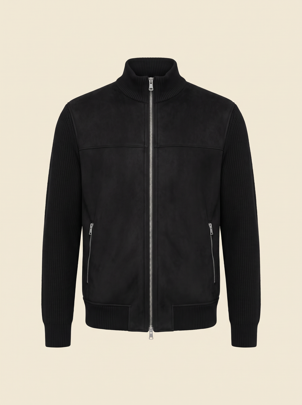 ECO SHEARLING AND SUPER GEELONG JACKET – BLACK - Ghost Front