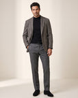 Brandon Glen-Plaid Trousers – SAND – DARK GREY - Full Body Front