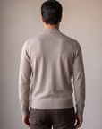 FERRANTE ESSENTIAL GARMENT-DYED MERINO MOCK NECK – LIGHT WARM TAUPE - Mid-body Back