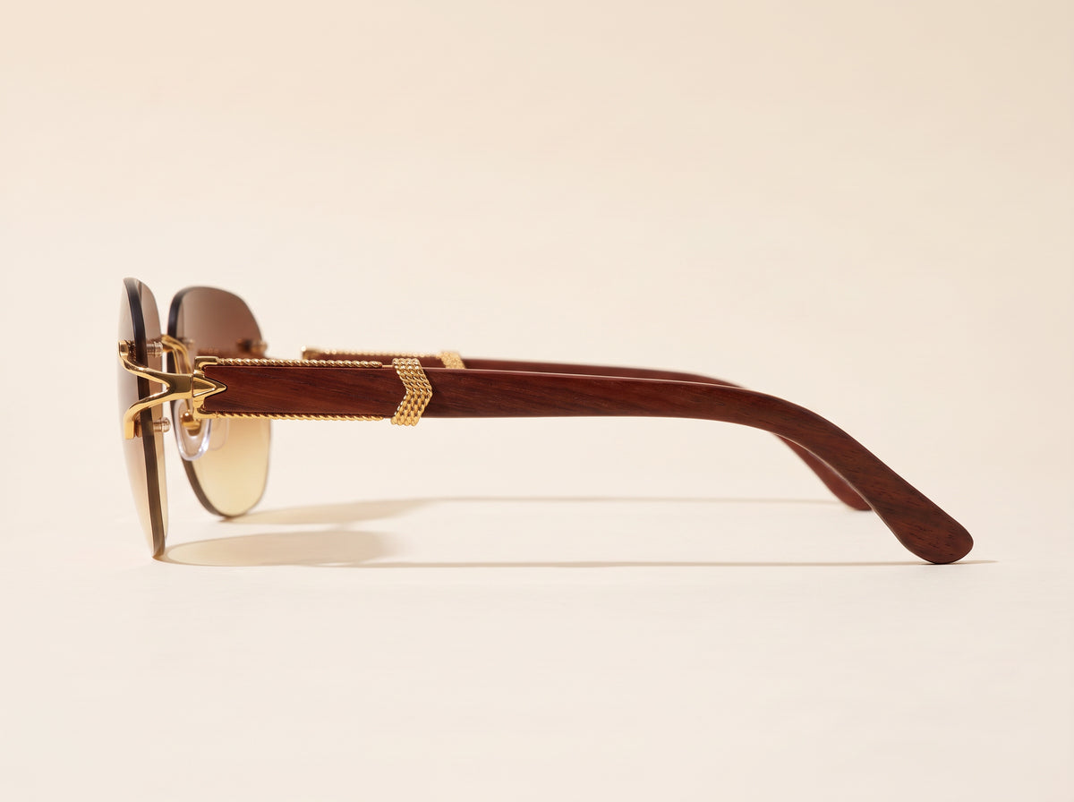 Vintage Frames V-Decor XL Woods Drill Mount 24KT Gold – Brown Triple Gradient – YELLOW GOLD / BROWN TRIPLE GRADIENT - Side profile