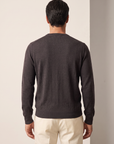 FERRANTE EXTRAFINE MERINO WOOL DIAMOND JACQUARD CREWNECK – ANTHRACITE - Mid-body Back