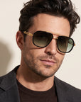Vintage Frames Boss 2 Special Edition 24KT Gold – Army Green Gradient – BLACK / YELLOW GOLD / ARMY GREEN GRADIENT - Grafic model portrait