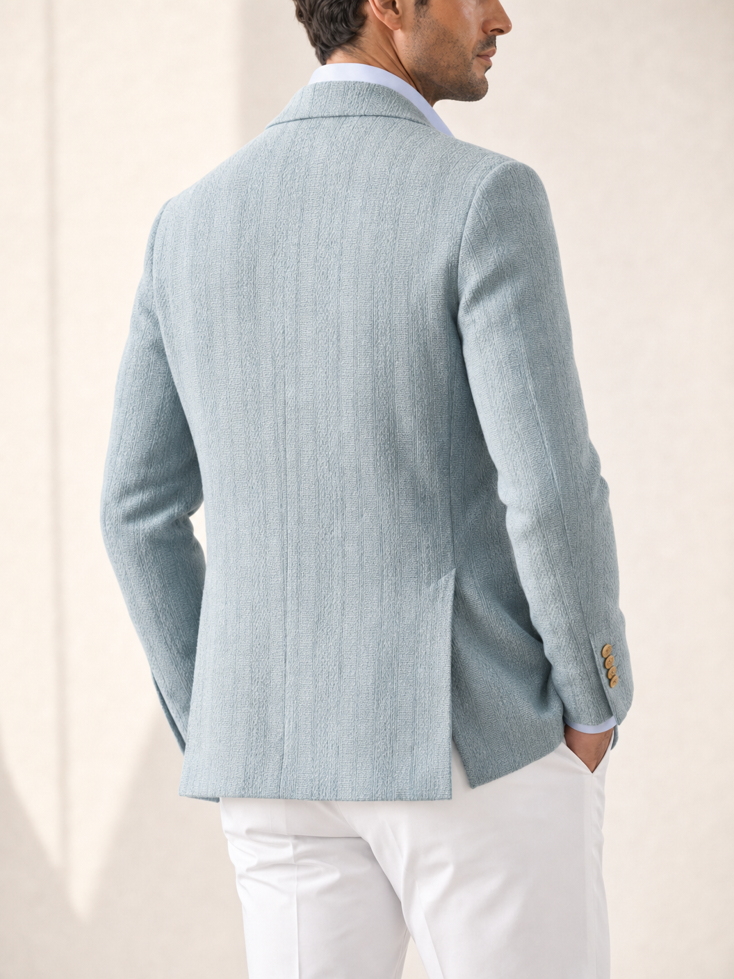 Tagliatore Knit DB Blazer — Teal — Detail Back