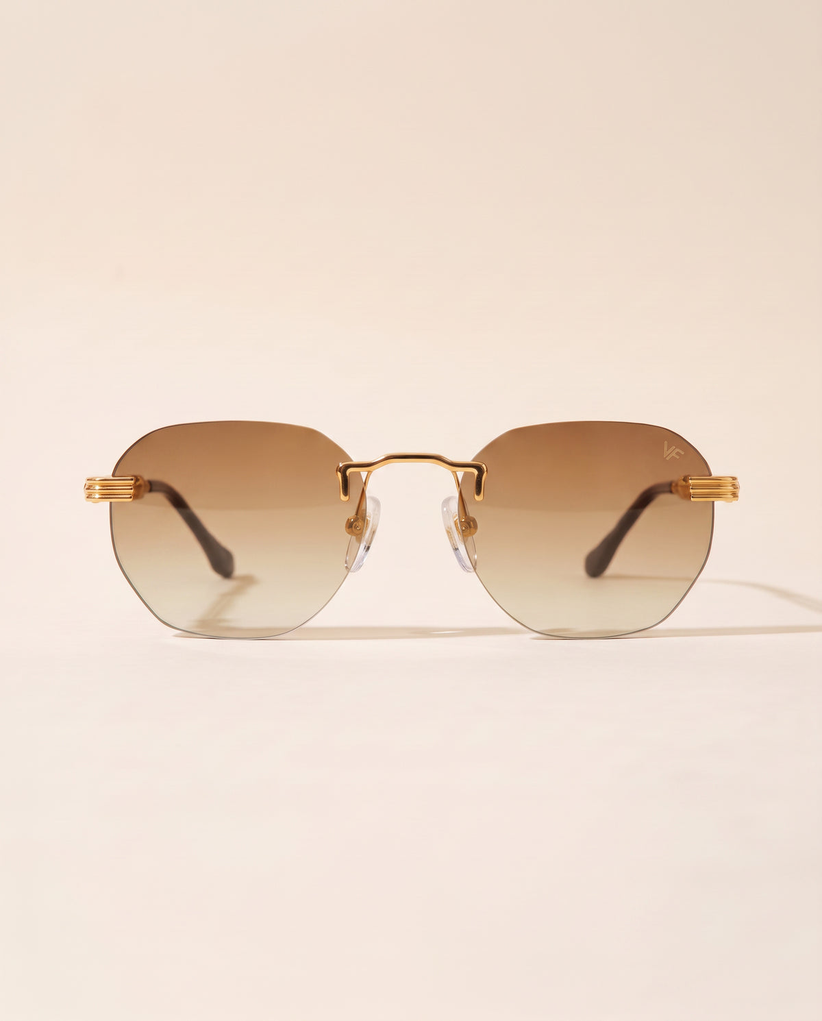 Vintage Frames Detroit Player Drill Mount 24KT Gold – Light Brown Gradient – YELLOW GOLD / LIGHT BROWN GRADIENT - Front hero