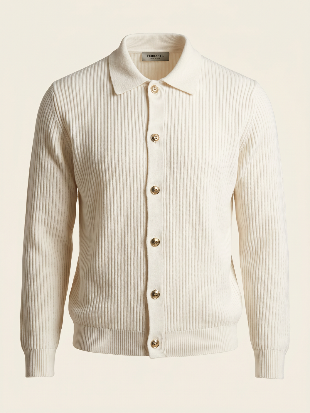 Ferrante Knit Shirt Cardigan – White - Detail Back