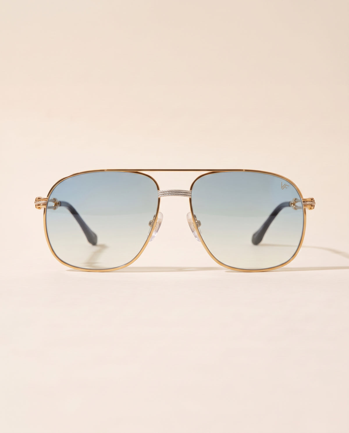 Vintage Frames Snatch Double Rope Edition 18KT Two-Tone Gold – Pastel Blue – YELLOW / WHITE GOLD / PASTEL BLUE - Front hero