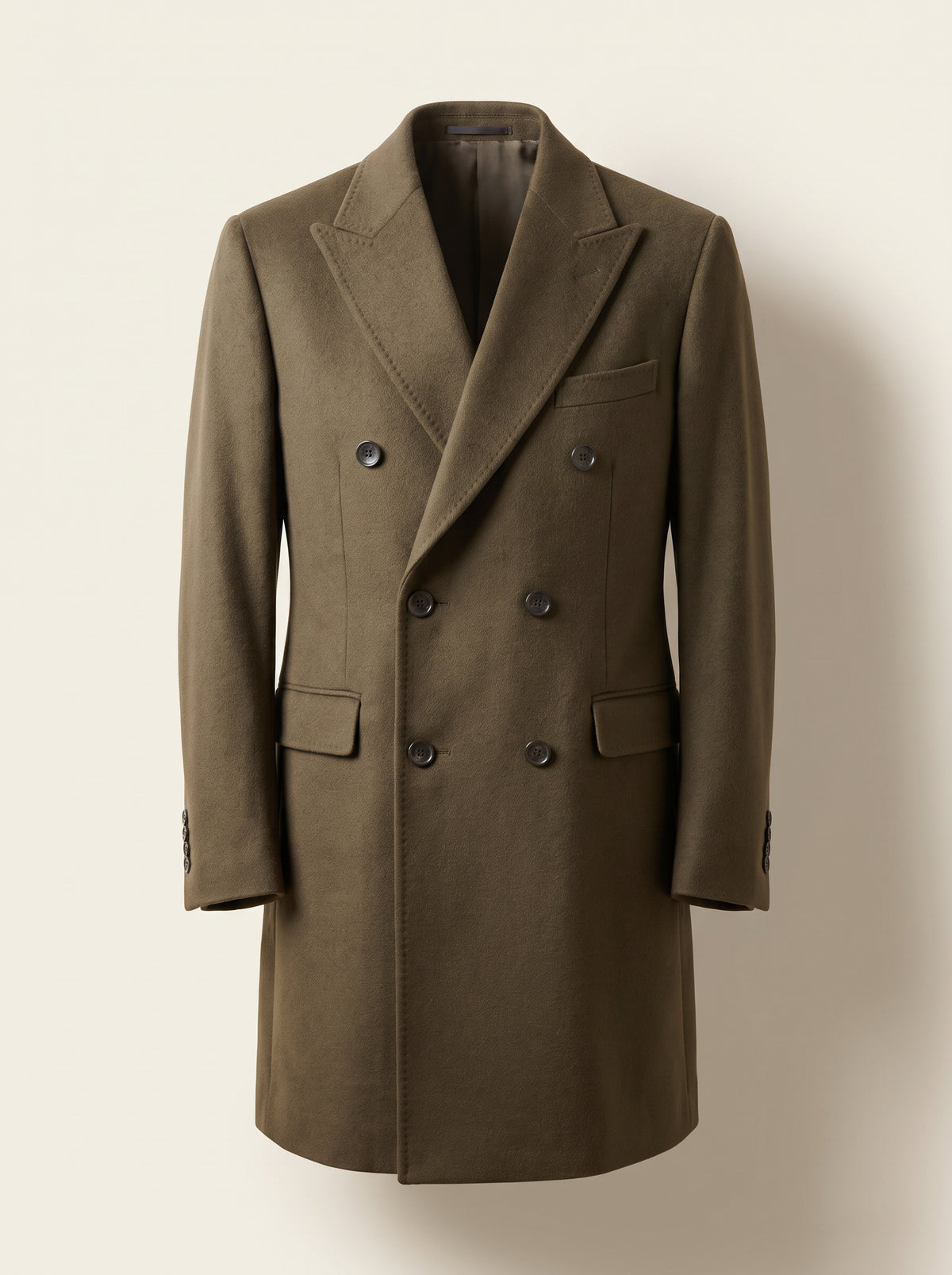 Sultan Double-Breasted Coat – SAND – DARK OLIVE - Ghost Front