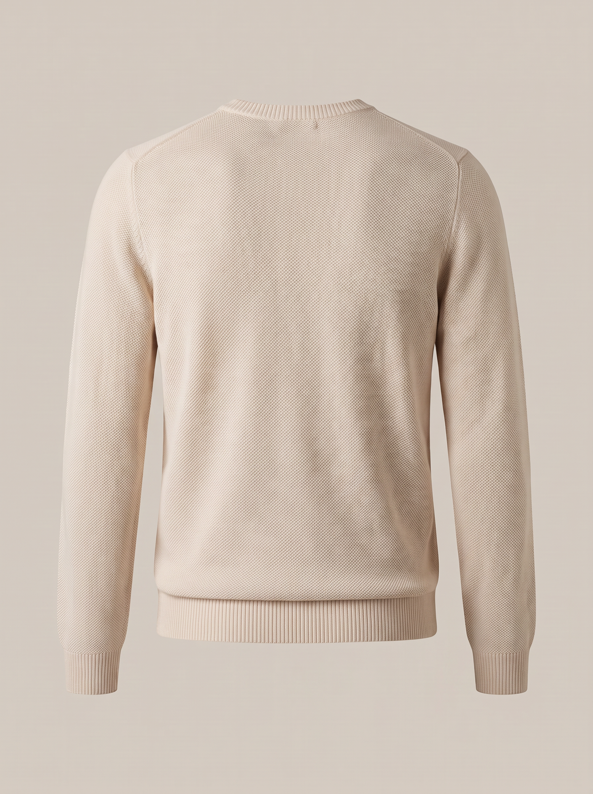 FERRANTE ESSENTIAL TEXTURED MERINO CREWNECK – WARM CREAM - Ghost Mannequin Back