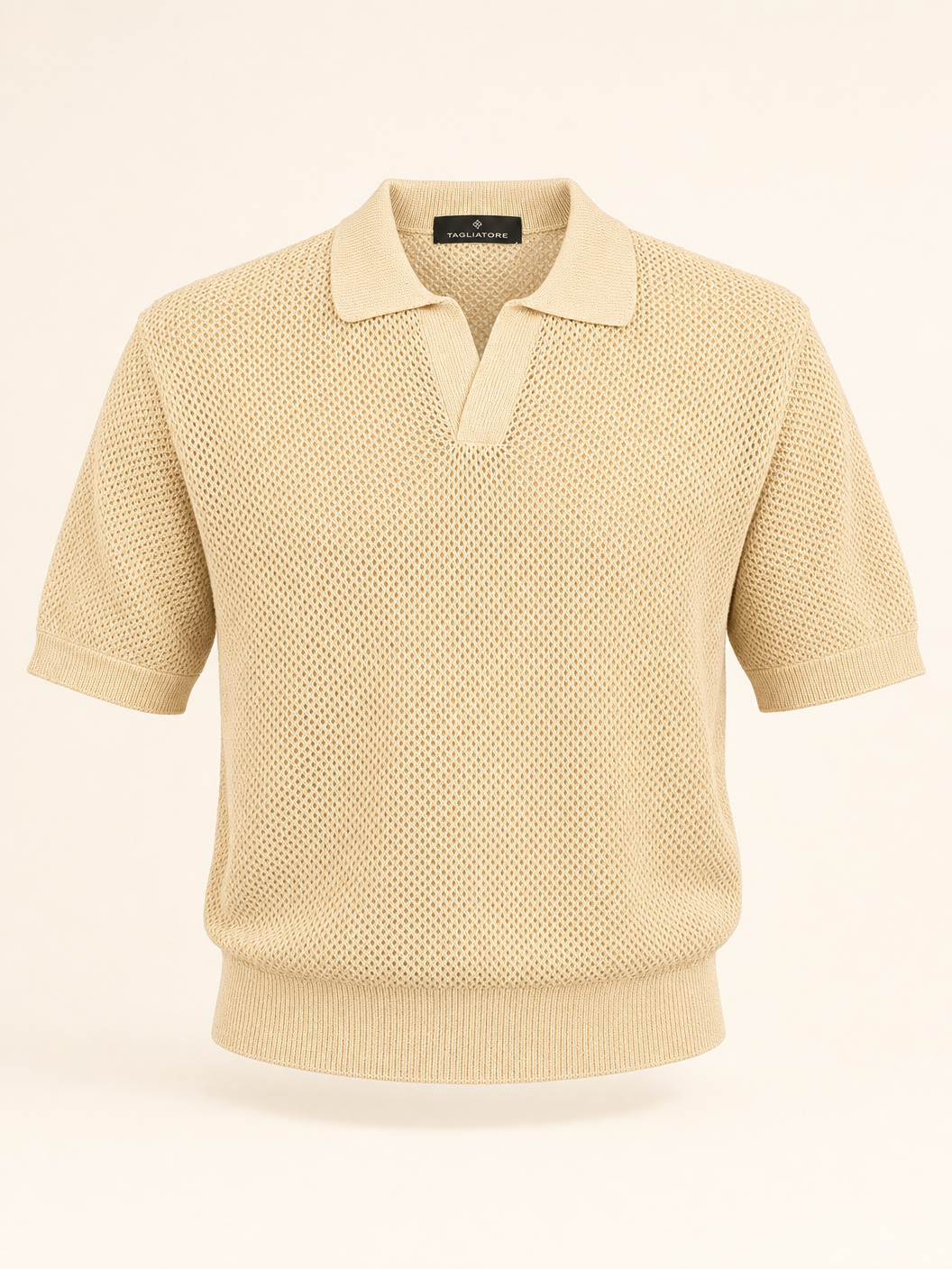 Tagliatore Tilley Knit Polo Beige — Image 5