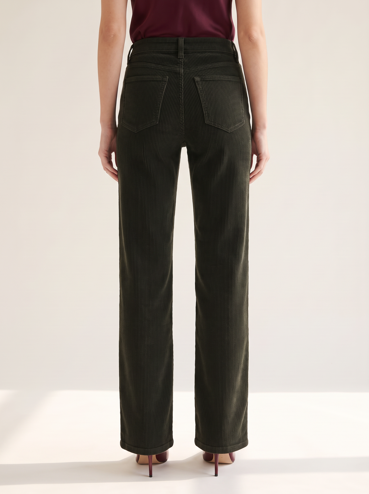 L’AGENCE Scottie Corduroy Pant – ARMY - Hero Back