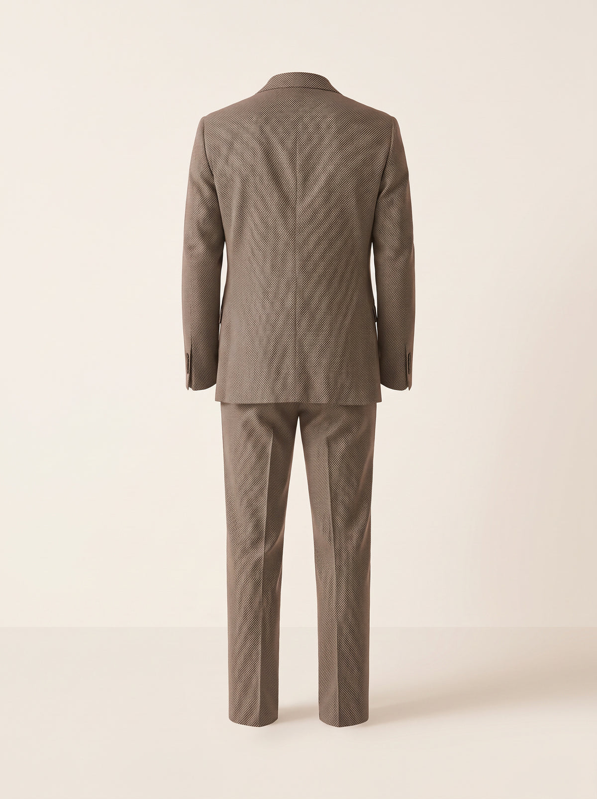 TAUPE MICRO-DOT SINGLE-BREASTED PEAK LAPEL SUIT - GABRIELE PASINI – TAUPE / IVORY - Ghost Back