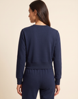 Brushed Pima Cotton Cropped Sweatshirt – DARK NAVY - Hero Back