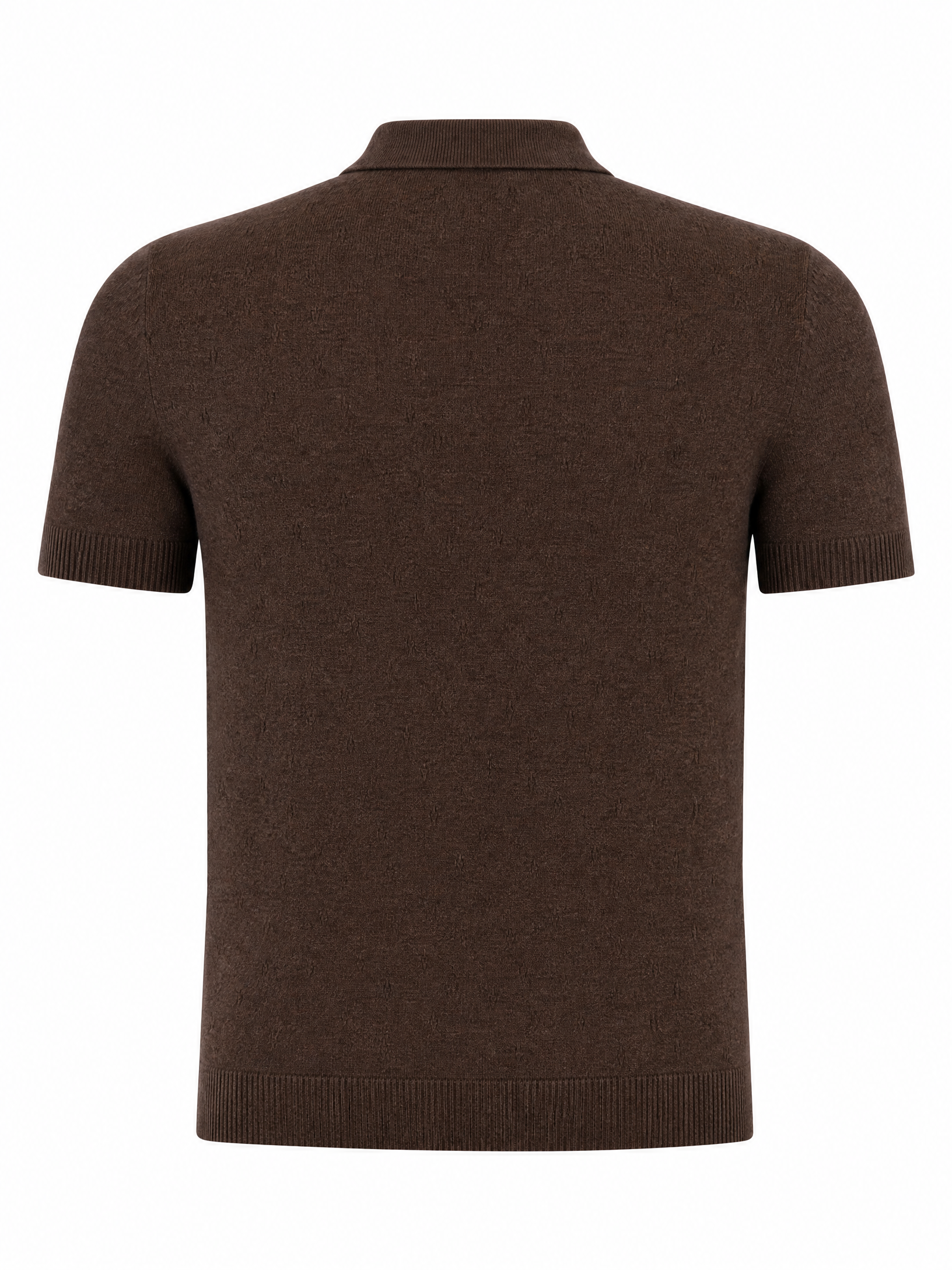 SAND Knit Polo – BROWN - Ghost Mannequin Back