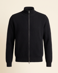 RICE STITCH FULL-ZIP CARDIGAN – BLACK - Ghost Front