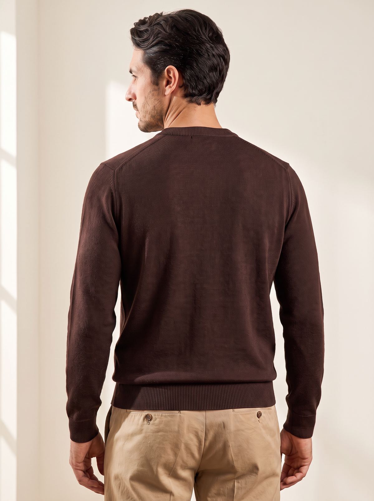 RAINWOOL CREWNECK – CHOCOLATE - Hero Back