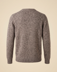 FERRANTE ROYAL RED WOOL-CASHMERE MELANGE CREWNECK – WARM BROWN GREY CREAM MELANGE - Ghost Mannequin Back