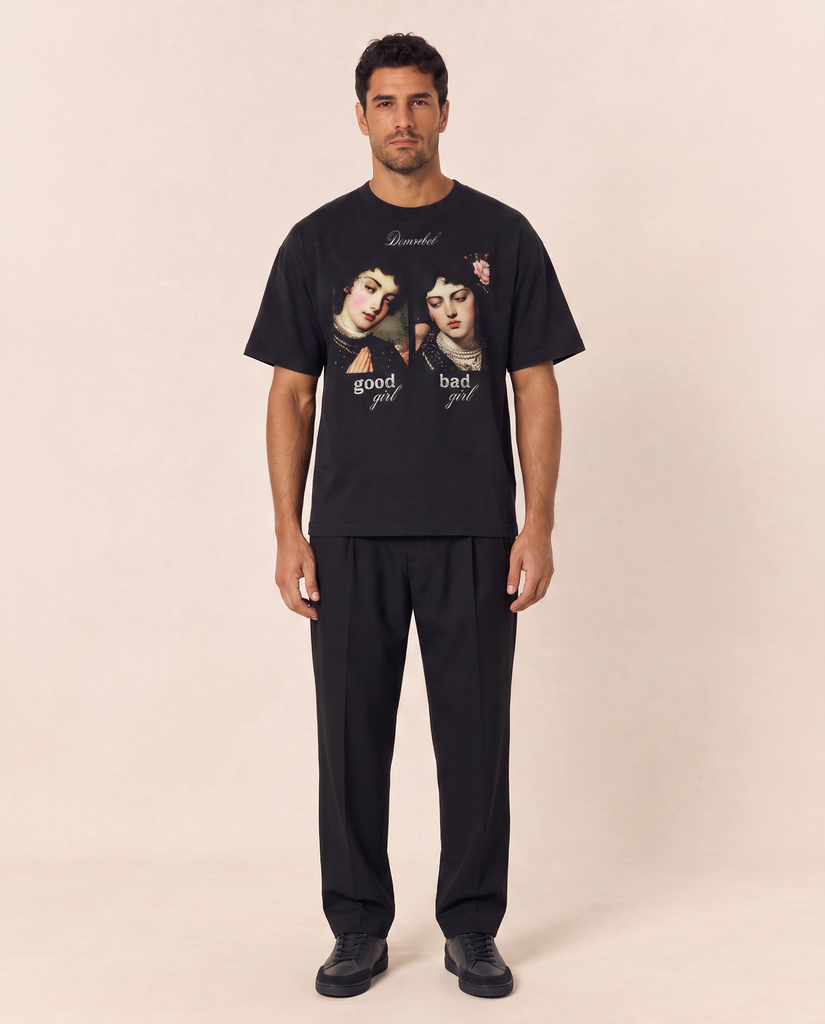 MY GIRL T-SHIRT - DOM REBEL – BLACK - Full Front Model
