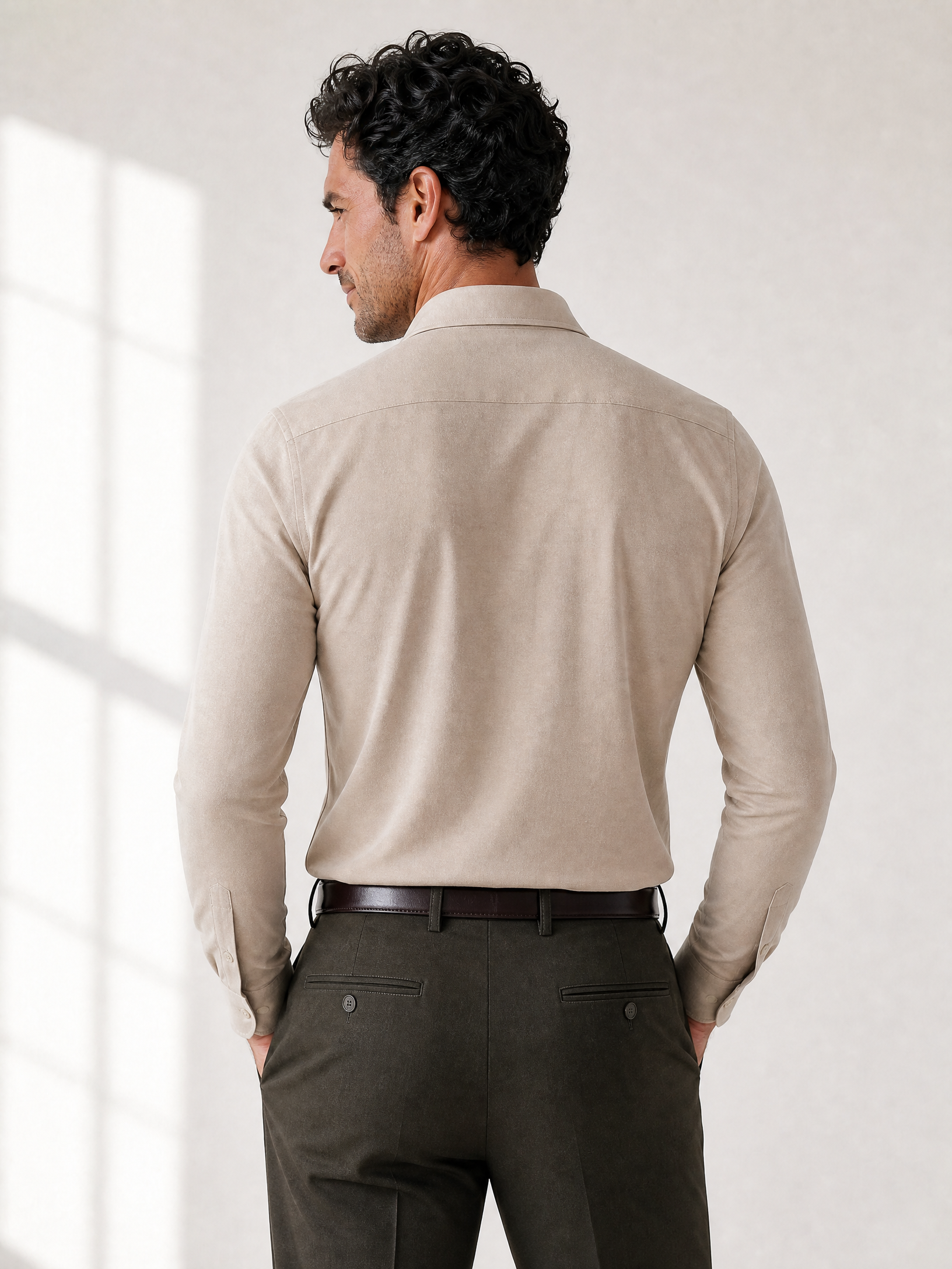 SAND Jersey Dress Shirt – TAN - Hero Back