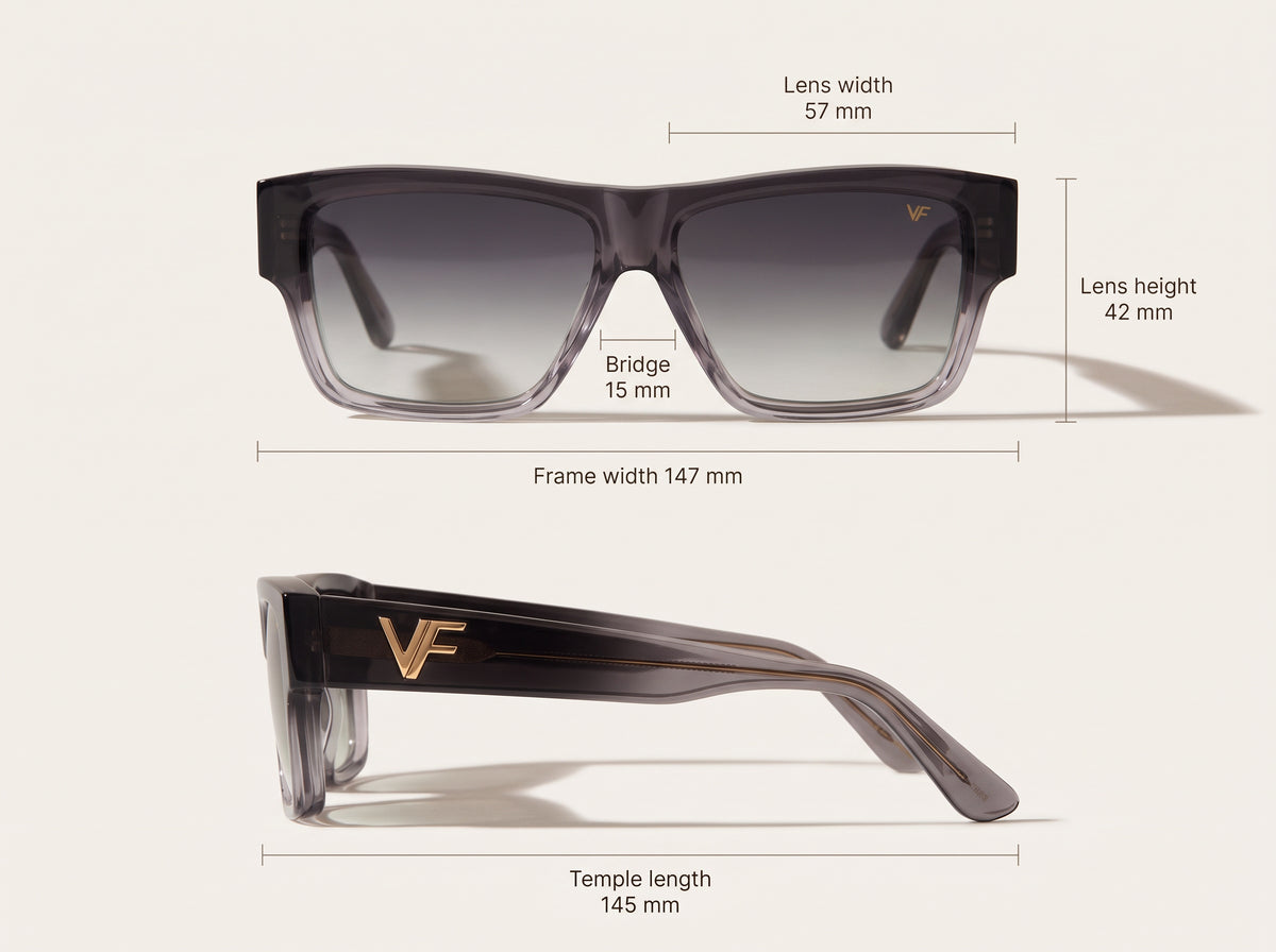 Vintage Frames VF Heir Grey Gradient Acetate – Black Gradient – GREY GRADIENT / BLACK GRADIENT - Measurements