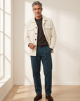 MERINO MOULINE WOOL CREWNECK – DARK BROWN - Full Body Front
