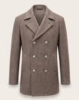 WOOL-BLEND DOUBLE-BREASTED COAT – TAUPE - Ghost Front