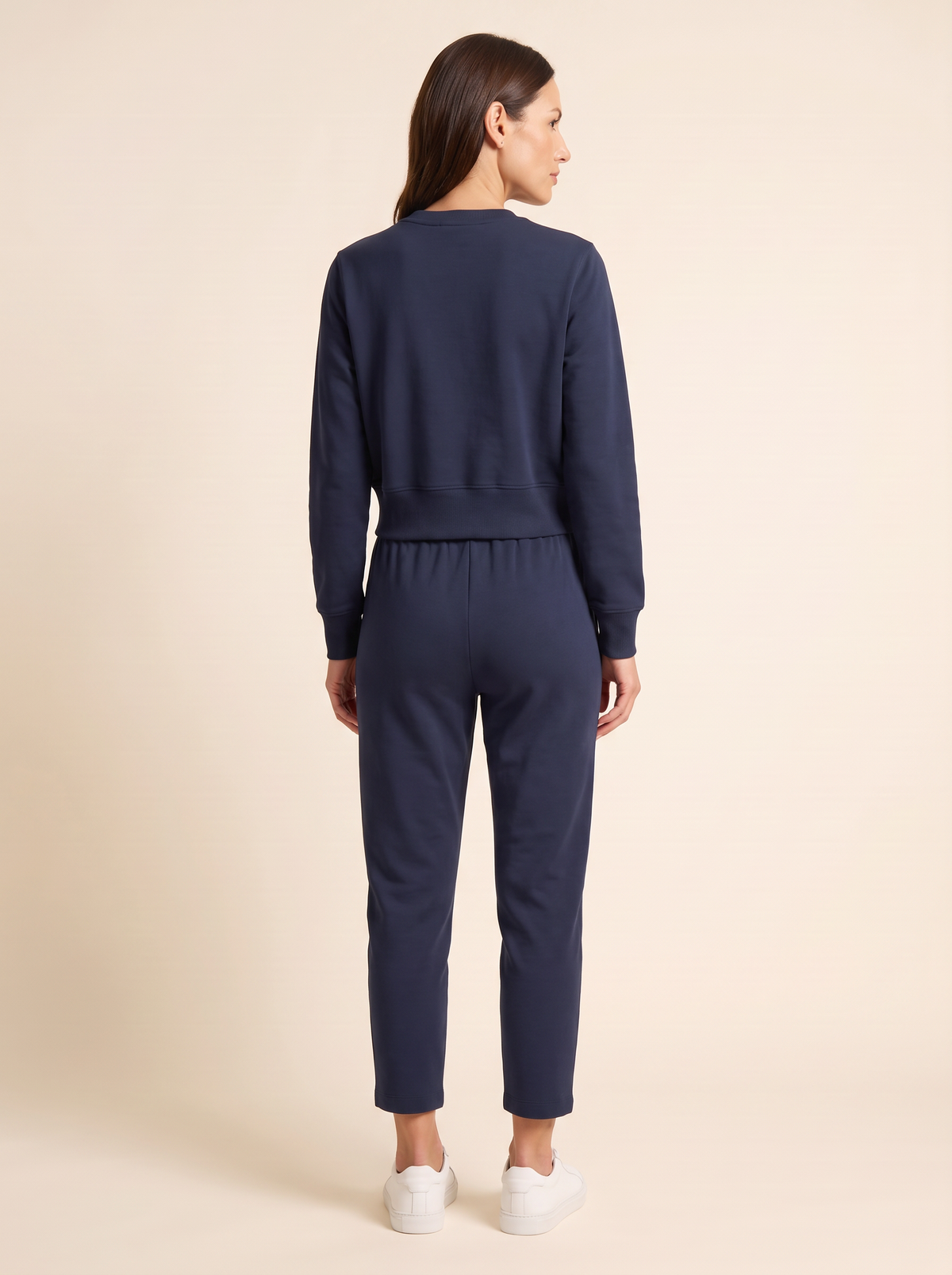 Brushed Pima Cotton Tapered Pant – DARK NAVY - Full Back Model