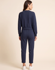 Brushed Pima Cotton Tapered Pant – DARK NAVY - Full Back Model