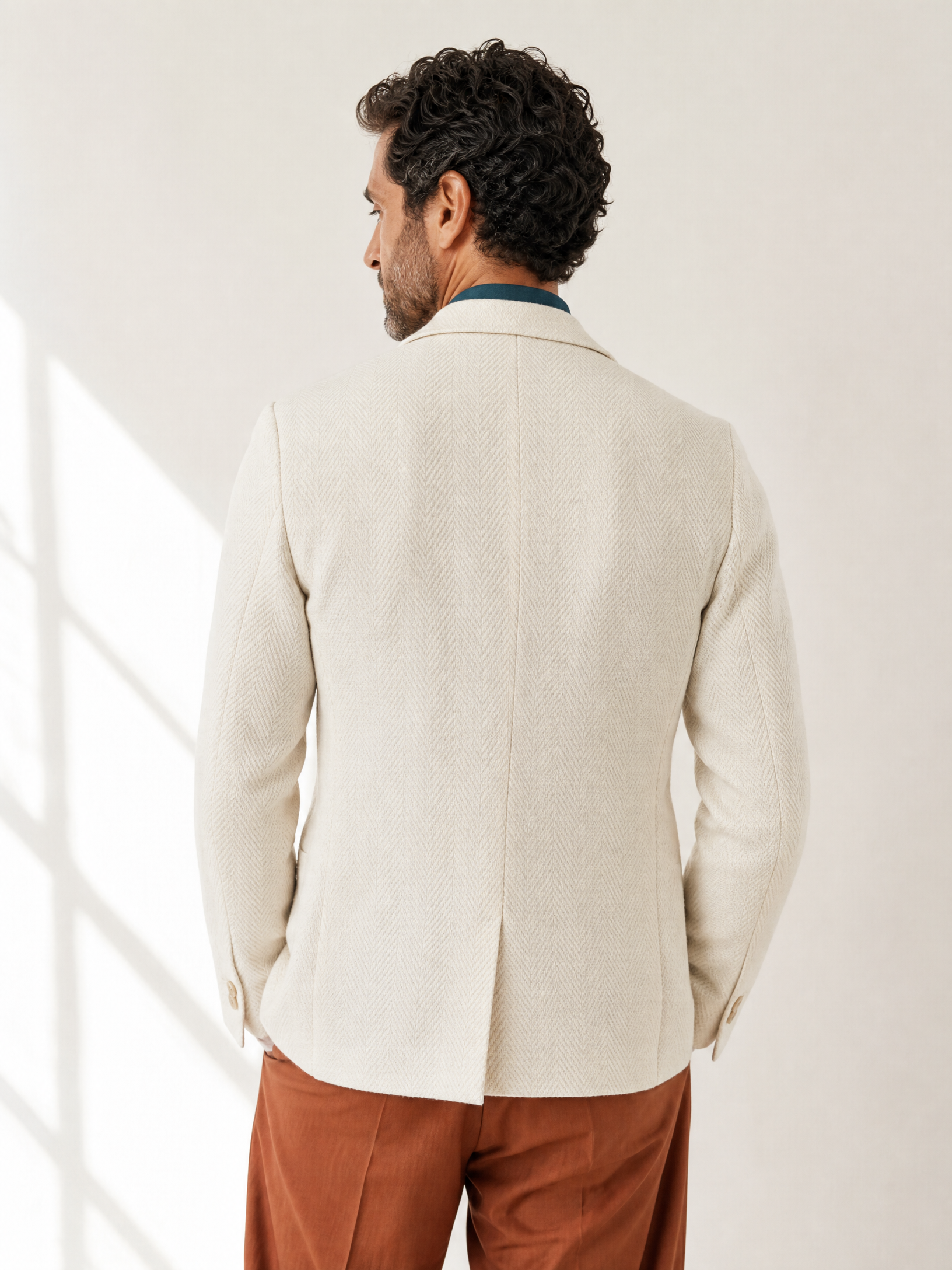 DB Knit Peak Lapel Blazer Gabriele Pasini – IVORY - Hero Back