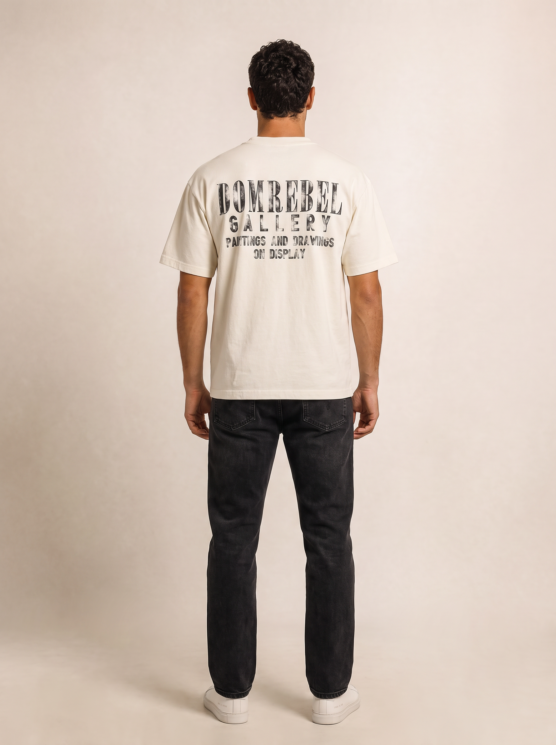 GALLERY T-SHIRT - DOM REBEL – OLD WHITE - Full Back Model