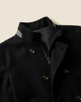 FRADI Kyran Stand-Collar Coat – BLACK - Collar Closure Detail