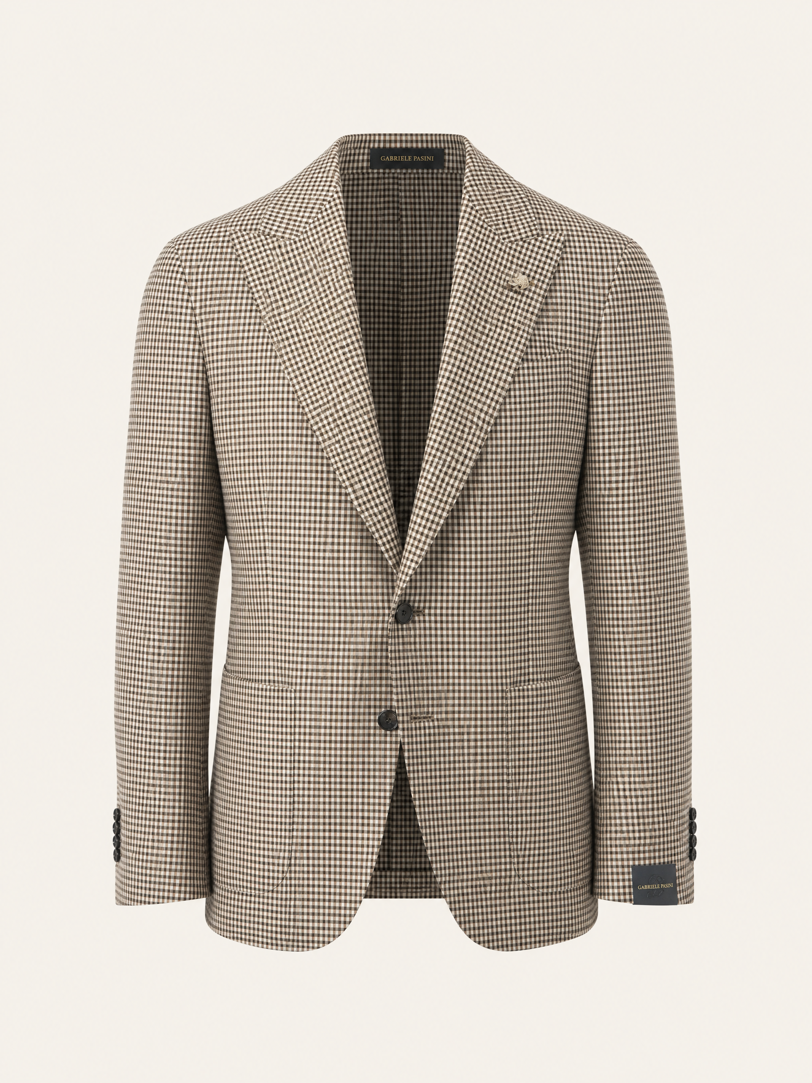 Small Check SB Blazer Gabriele Pasini – BROWN - Ghost Mannequin Front