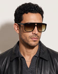 Vintage Frames Riviera Black Acetate – Espresso Gradient – BLACK / ESPRESSO GRADIENT - Grafic model portrait