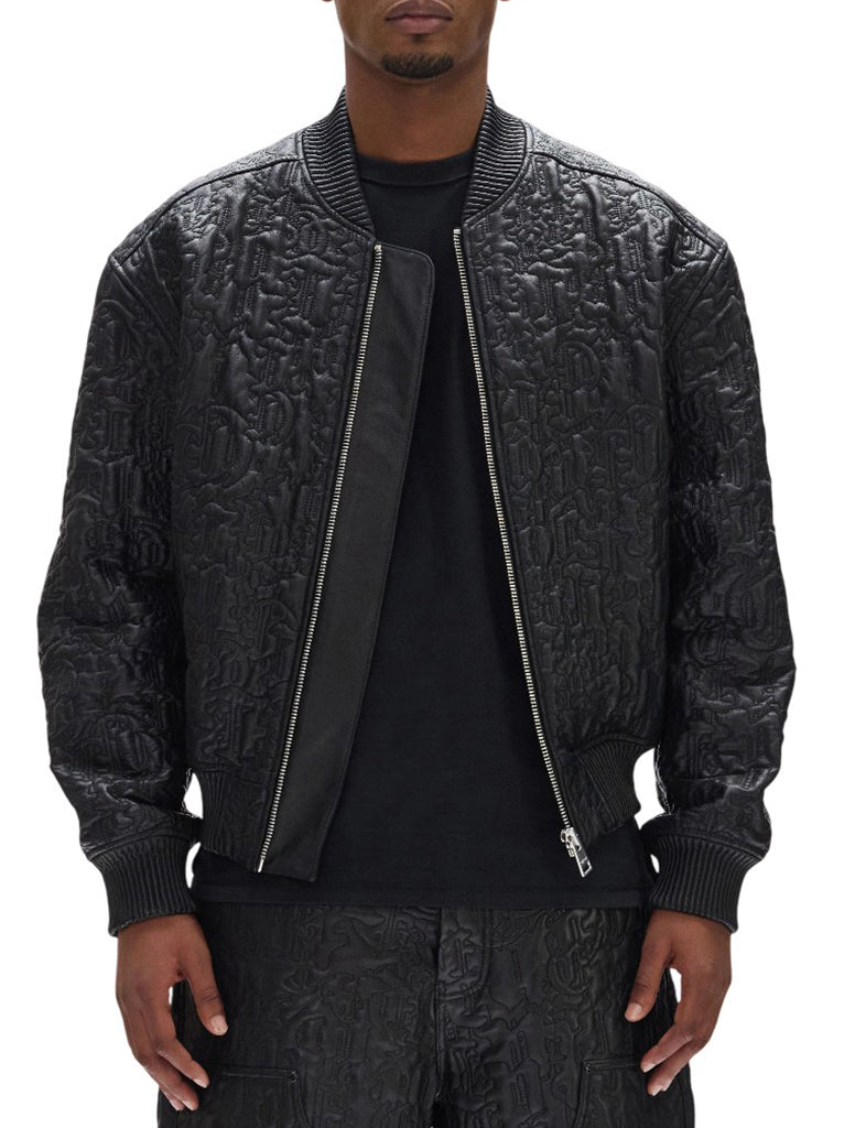 LEATHER OVERSIZED BOMBER - PURPLE