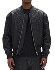 LEATHER OVERSIZED BOMBER - PURPLE