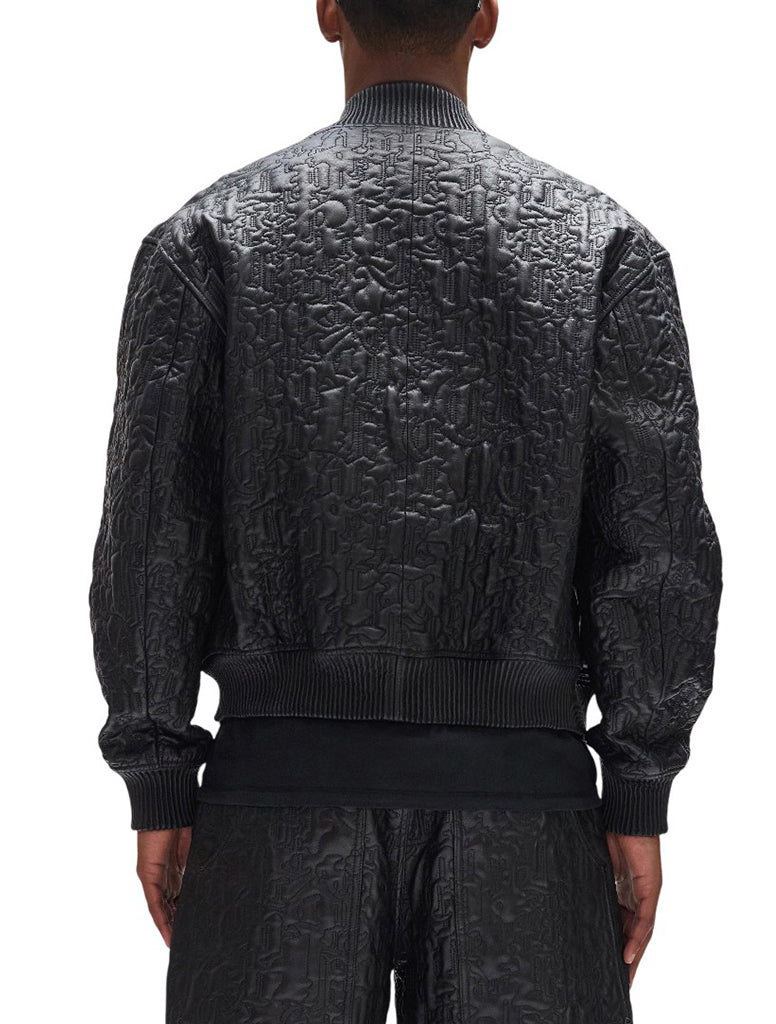 LEATHER OVERSIZED BOMBER - PURPLE