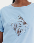 T-shirt with openwork embroidery