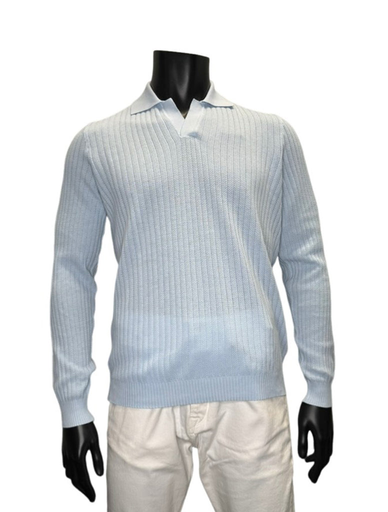 LS JOHNNY COLLAR KNIT - FERRANTE