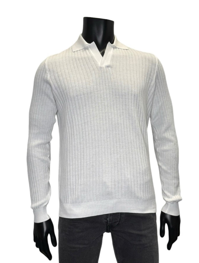 LS JOHNNY COLLAR KNIT - FERRANTE