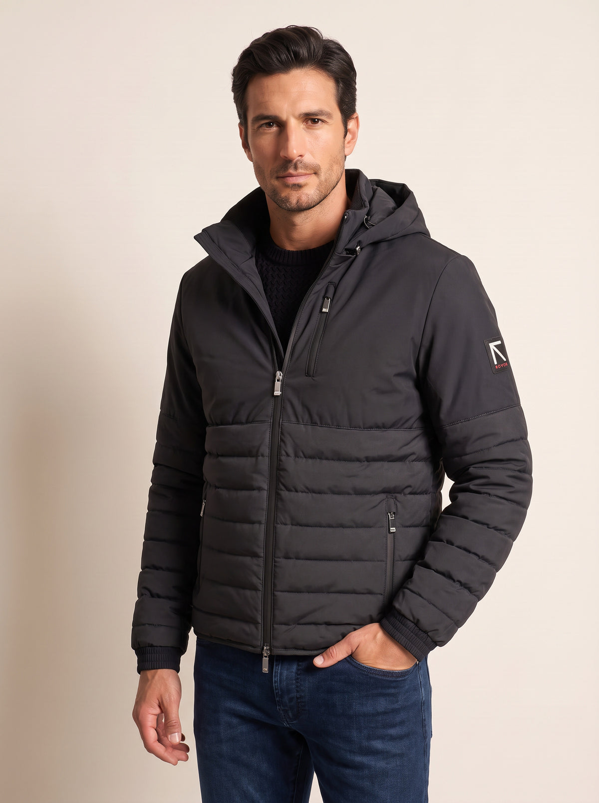 ROVOR Redding Four-Way Stretch Hooded Jacket – BLACK - Hero Front